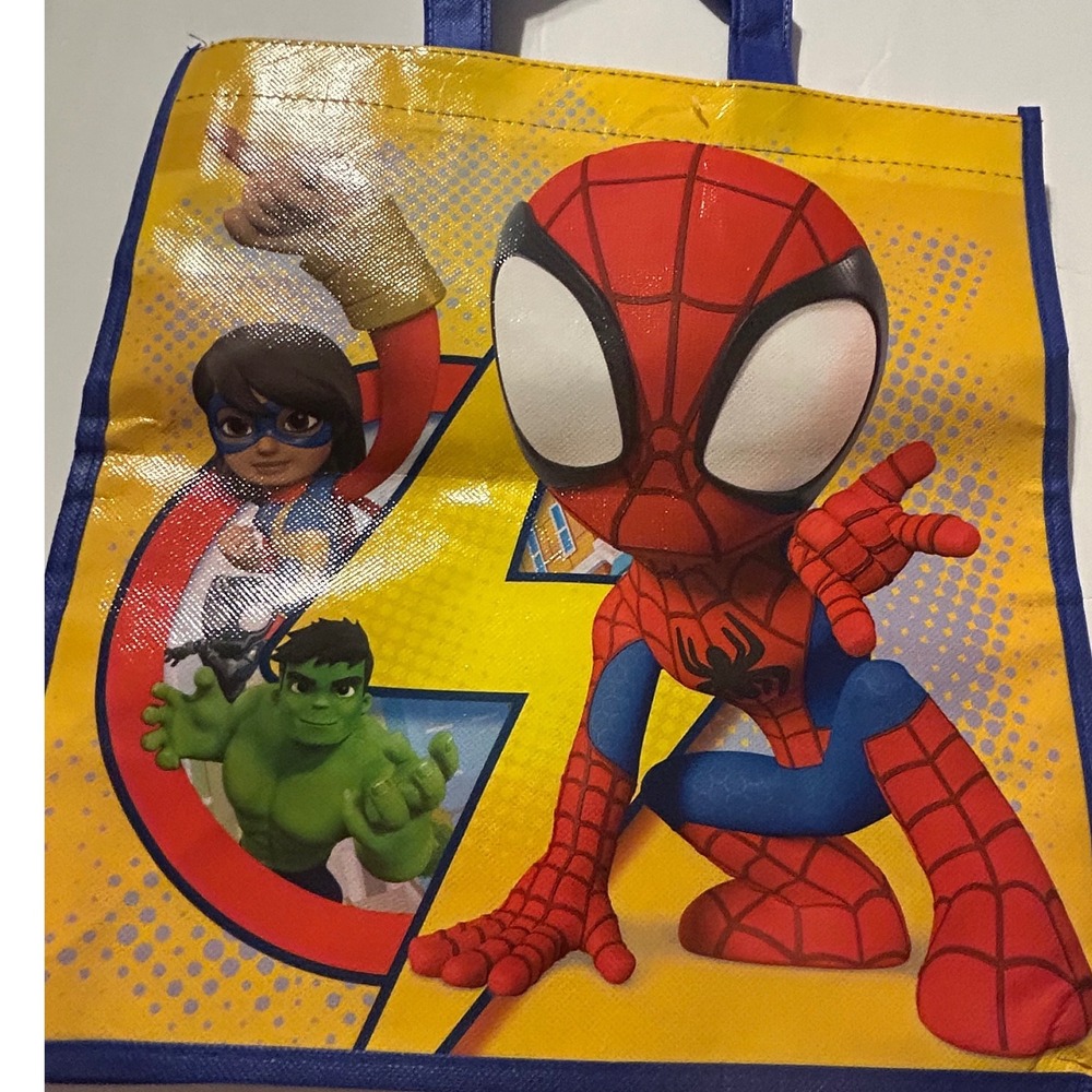 Marvel Spidey and His Amazing Friends Reusable Tote Bag Spiderman Hulk Yellow